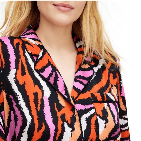 Diane Von Furstenberg Target Long Sleeve Notch Collar Disco Zebra Pj Top XXS - Picture 4 of 6